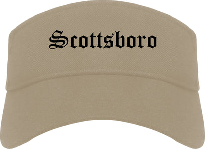 Scottsboro Alabama AL Old English Mens Visor Cap Hat Khaki