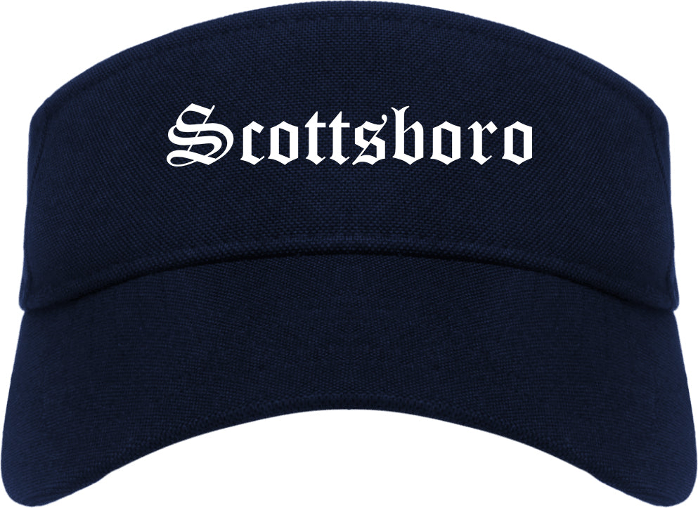 Scottsboro Alabama AL Old English Mens Visor Cap Hat Navy Blue