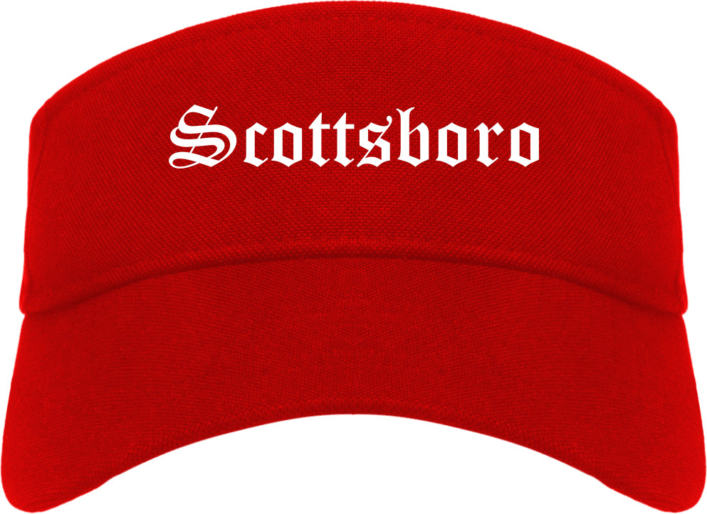 Scottsboro Alabama AL Old English Mens Visor Cap Hat Red