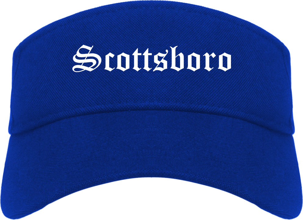 Scottsboro Alabama AL Old English Mens Visor Cap Hat Royal Blue