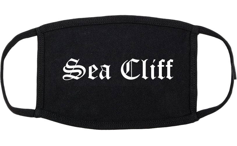 Sea Cliff New York NY Old English Cotton Face Mask Black