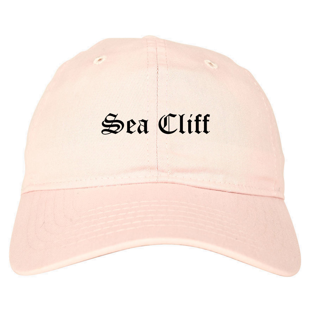 Sea Cliff New York NY Old English Mens Dad Hat Baseball Cap Pink