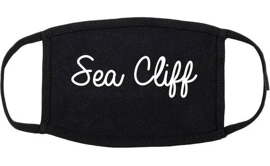 Sea Cliff New York NY Script Cotton Face Mask Black