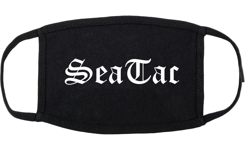 SeaTac Washington WA Old English Cotton Face Mask Black