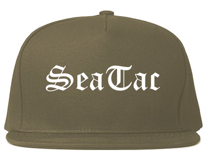 SeaTac Washington WA Old English Mens Snapback Hat Grey