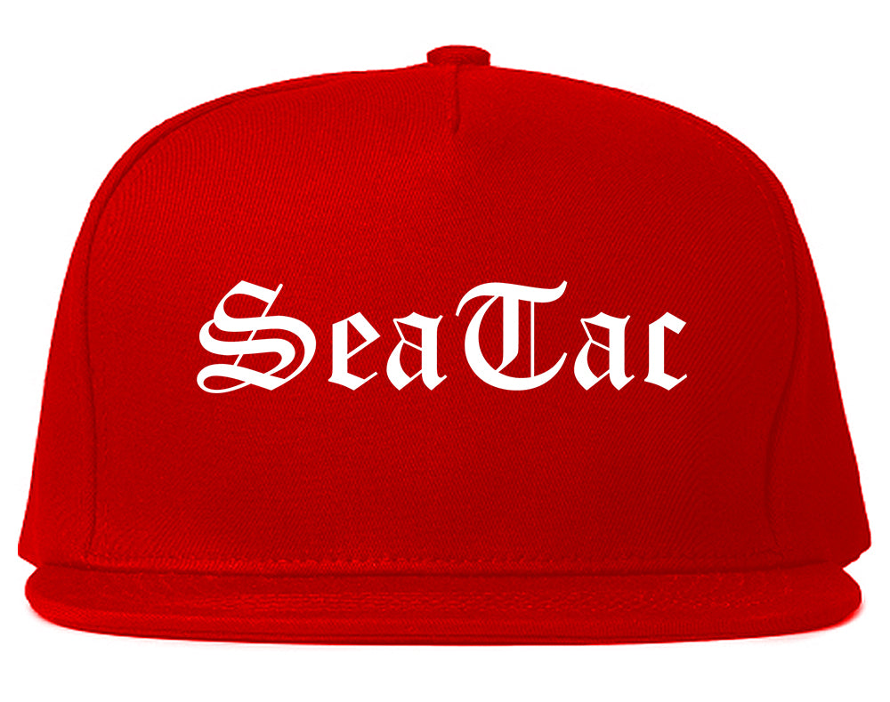 SeaTac Washington WA Old English Mens Snapback Hat Red