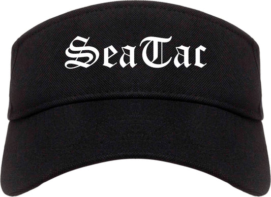 SeaTac Washington WA Old English Mens Visor Cap Hat Black