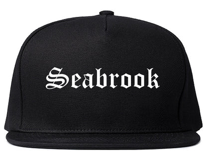 Seabrook Texas TX Old English Mens Snapback Hat Black