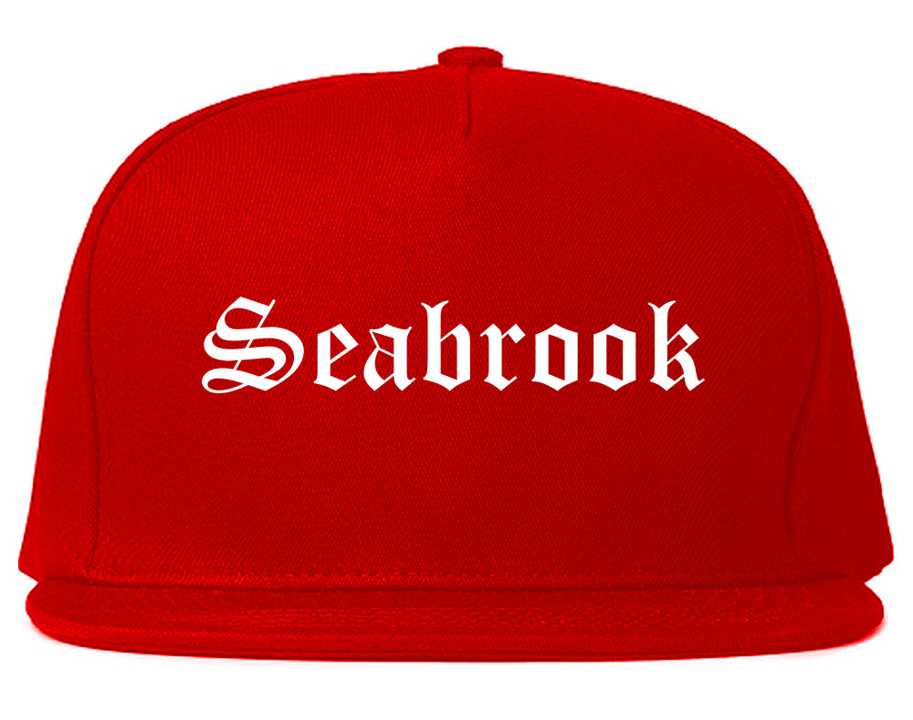 Seabrook Texas TX Old English Mens Snapback Hat Red