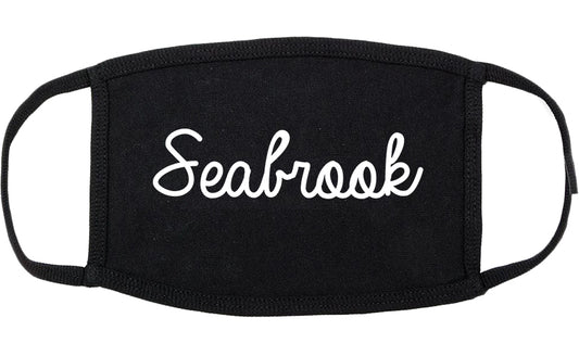 Seabrook Texas TX Script Cotton Face Mask Black
