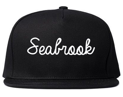 Seabrook Texas TX Script Mens Snapback Hat Black