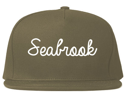 Seabrook Texas TX Script Mens Snapback Hat Grey