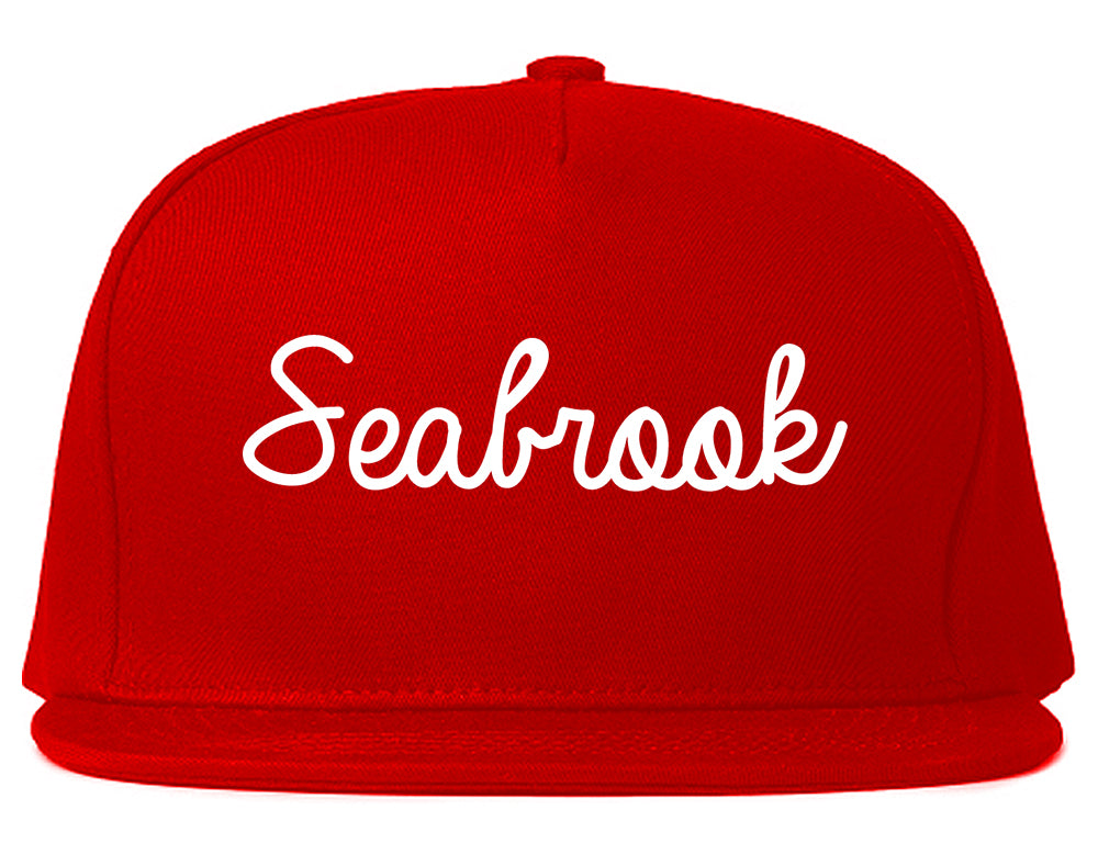 Seabrook Texas TX Script Mens Snapback Hat Red