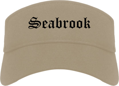 Seabrook Texas TX Old English Mens Visor Cap Hat Khaki