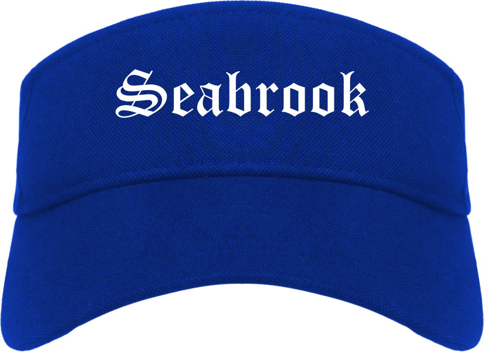 Seabrook Texas TX Old English Mens Visor Cap Hat Royal Blue