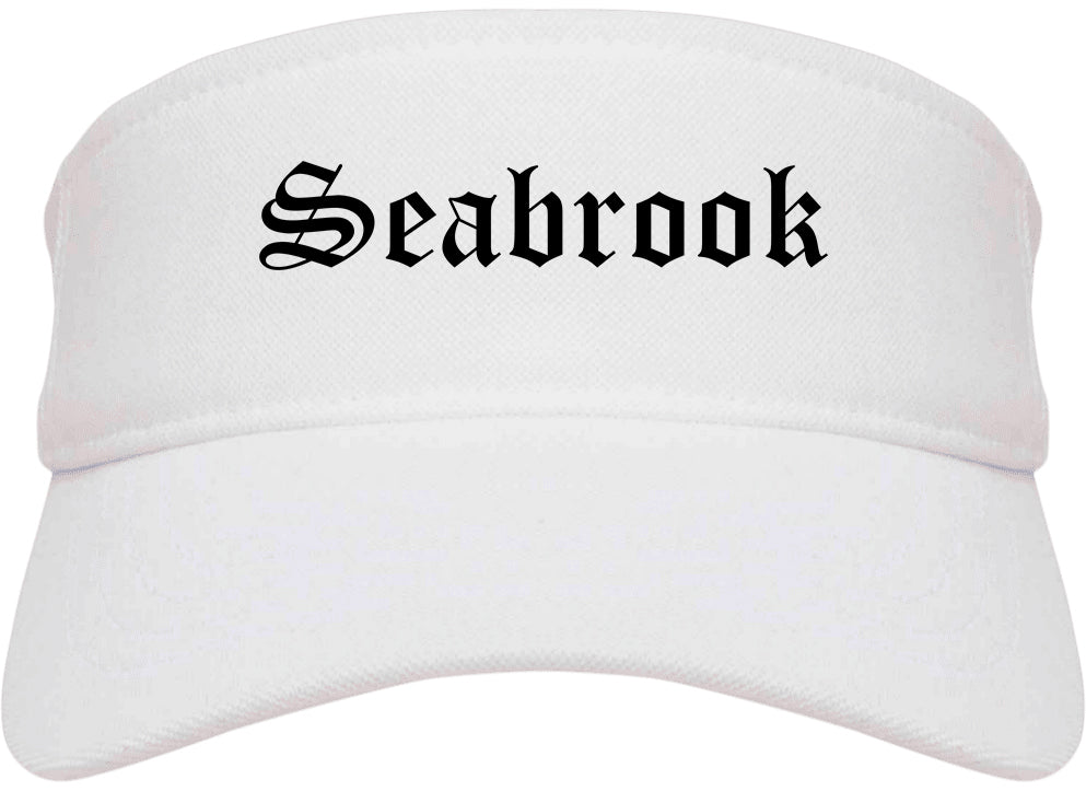 Seabrook Texas TX Old English Mens Visor Cap Hat White