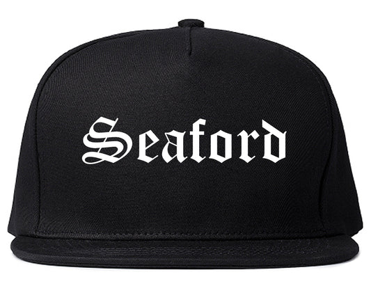 Seaford Delaware DE Old English Mens Snapback Hat Black