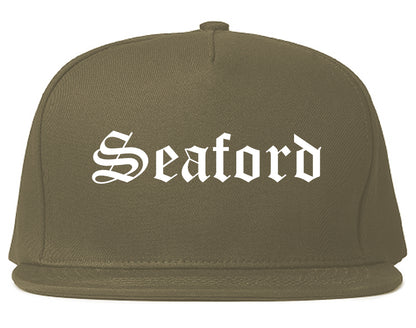 Seaford Delaware DE Old English Mens Snapback Hat Grey