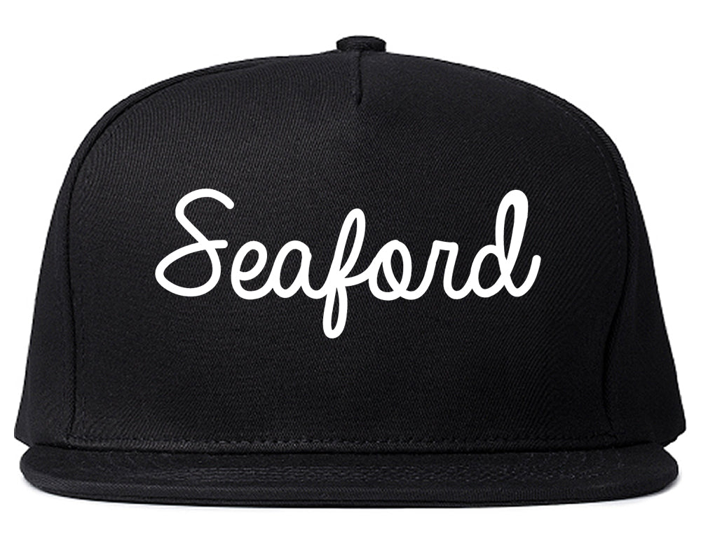 Seaford Delaware DE Script Mens Snapback Hat Black