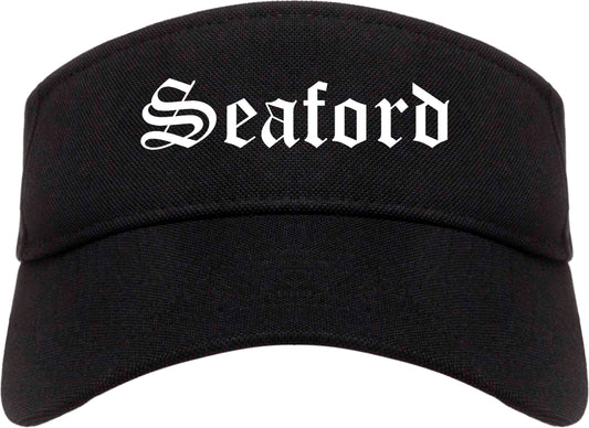 Seaford Delaware DE Old English Mens Visor Cap Hat Black