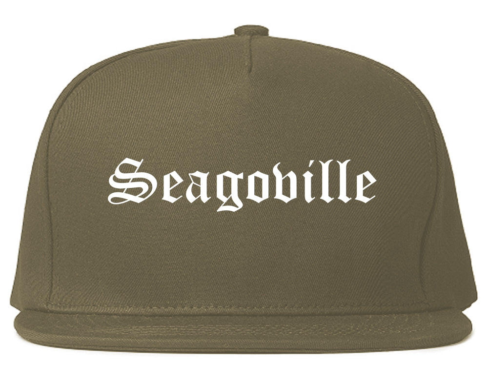 Seagoville Texas TX Old English Mens Snapback Hat Grey