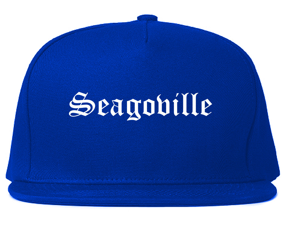 Seagoville Texas TX Old English Mens Snapback Hat Royal Blue