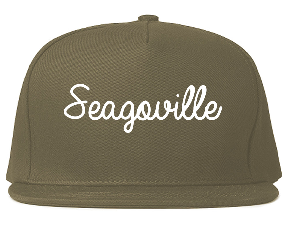 Seagoville Texas TX Script Mens Snapback Hat Grey