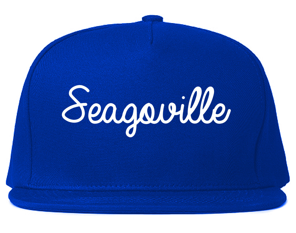 Seagoville Texas TX Script Mens Snapback Hat Royal Blue