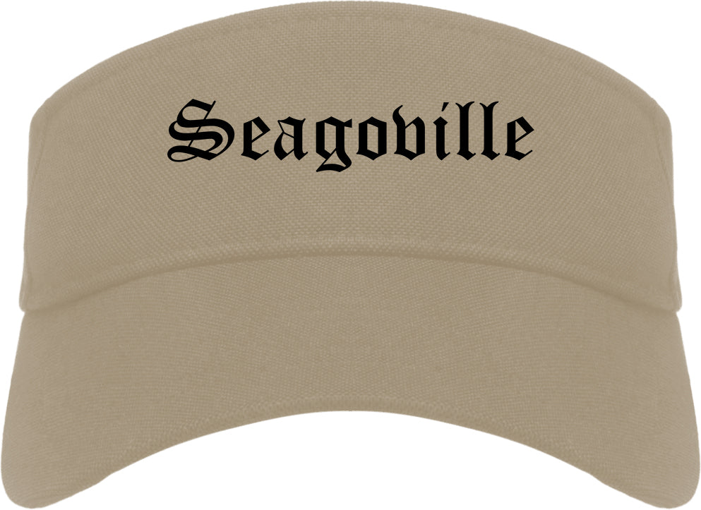 Seagoville Texas TX Old English Mens Visor Cap Hat Khaki