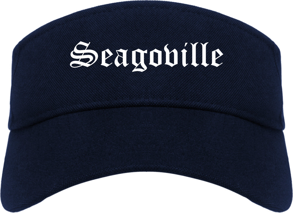 Seagoville Texas TX Old English Mens Visor Cap Hat Navy Blue