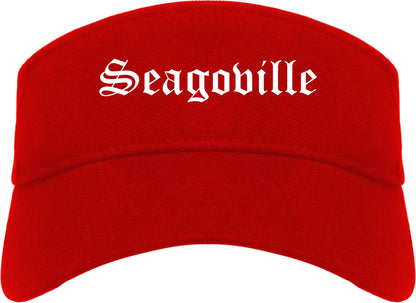 Seagoville Texas TX Old English Mens Visor Cap Hat Red