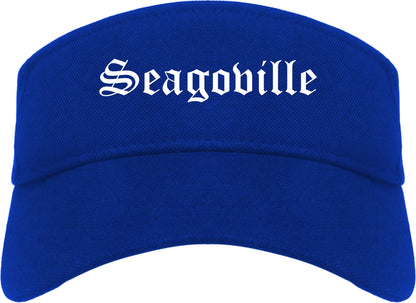 Seagoville Texas TX Old English Mens Visor Cap Hat Royal Blue
