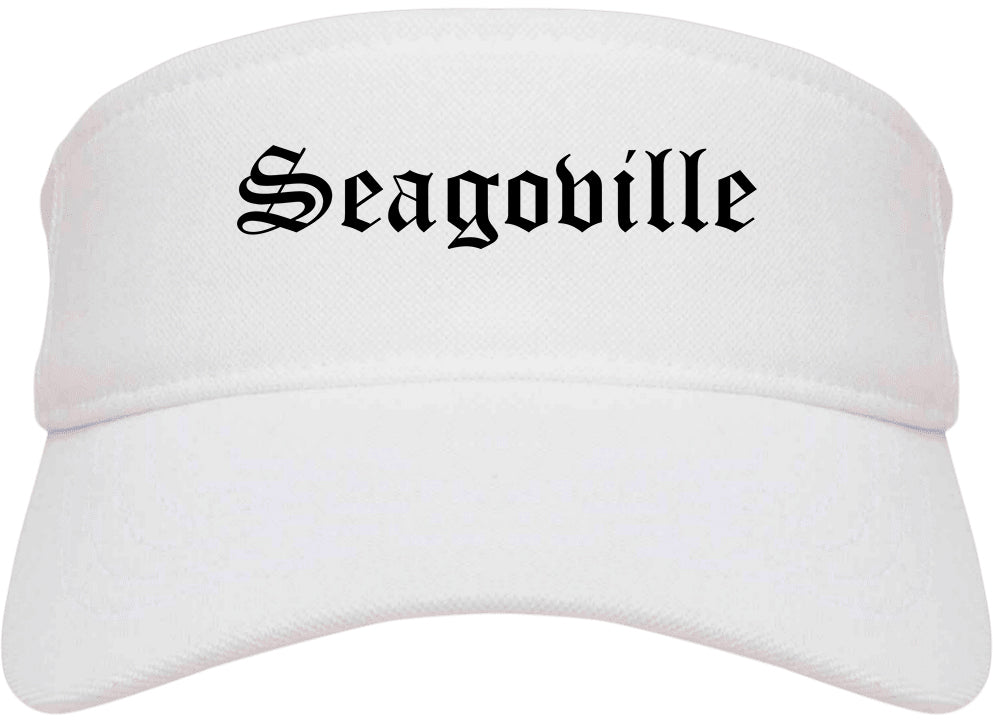 Seagoville Texas TX Old English Mens Visor Cap Hat White