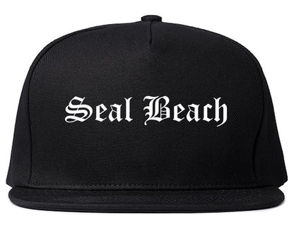 Seal Beach California CA Old English Mens Snapback Hat Black