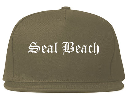 Seal Beach California CA Old English Mens Snapback Hat Grey