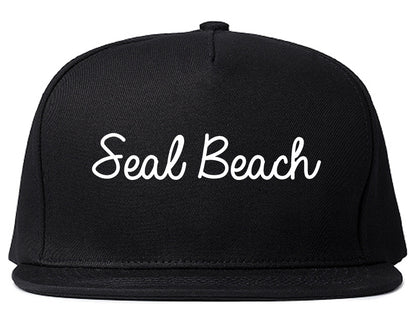 Seal Beach California CA Script Mens Snapback Hat Black