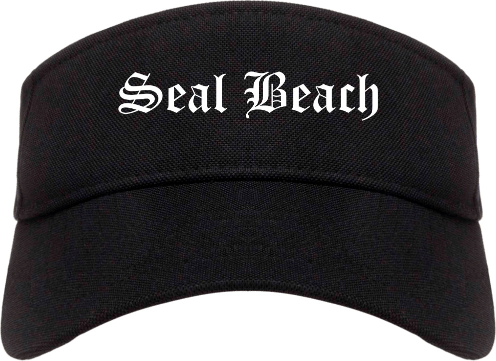 Seal Beach California CA Old English Mens Visor Cap Hat Black