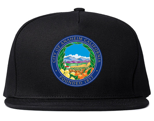 Seal Of Anaheim California Flag Emblem Mens Snapback Hat Black