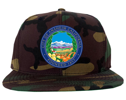 Seal Of Anaheim California Flag Emblem Mens Snapback Hat Camo