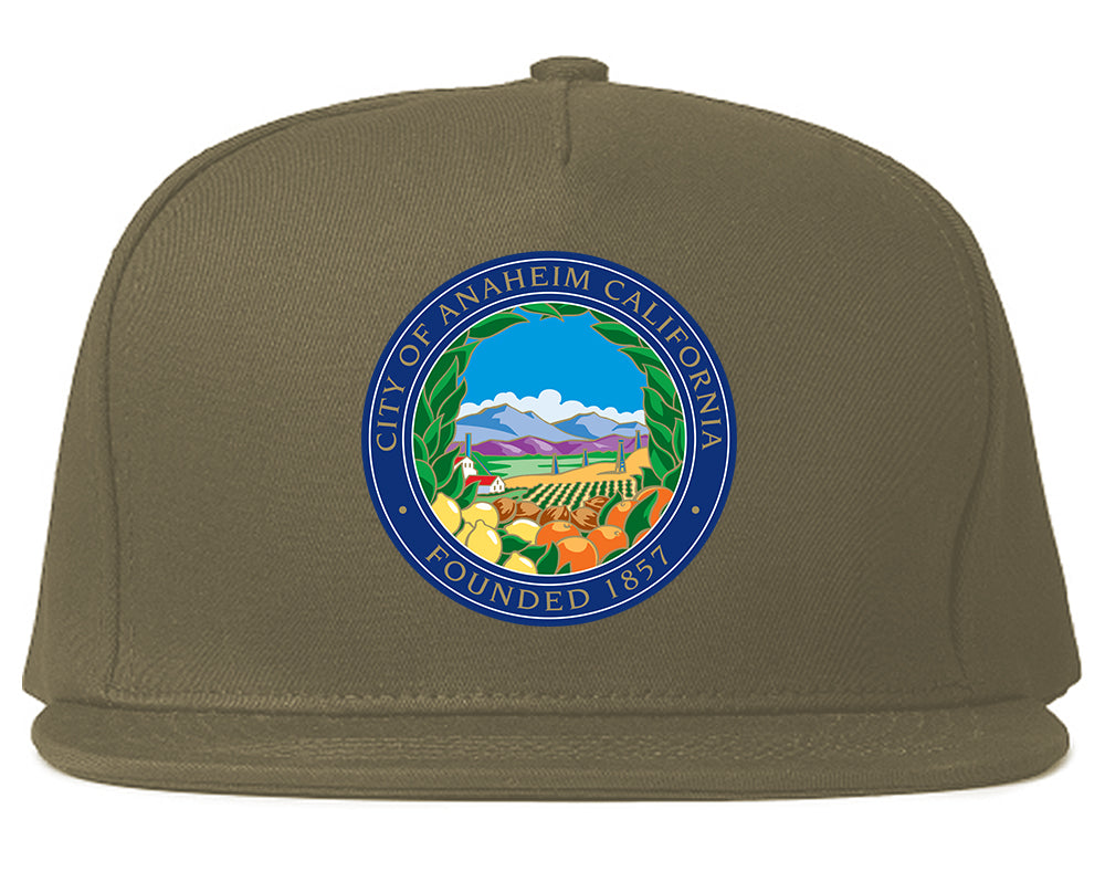 Seal Of Anaheim California Flag Emblem Mens Snapback Hat Grey