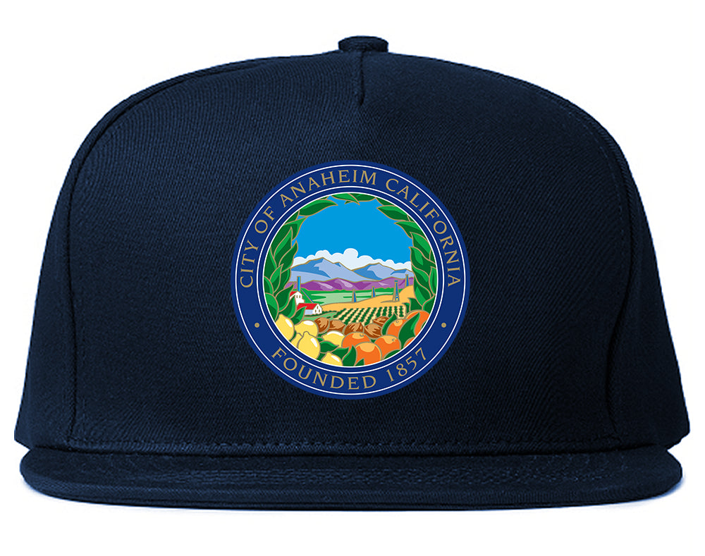 Seal Of Anaheim California Flag Emblem Mens Snapback Hat Navy Blue