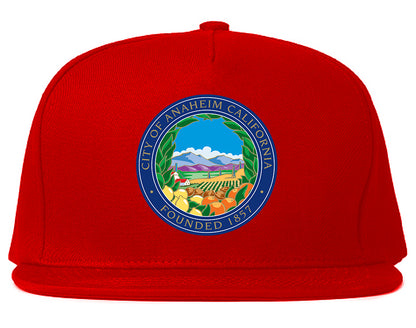 Seal Of Anaheim California Flag Emblem Mens Snapback Hat Red