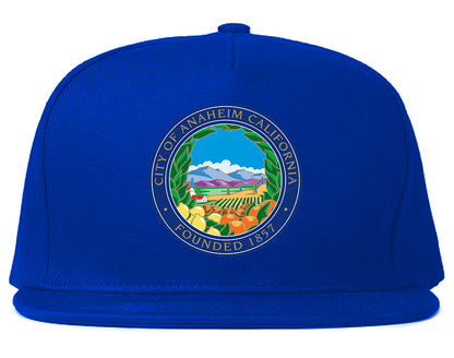 Seal Of Anaheim California Flag Emblem Mens Snapback Hat Royal Blue