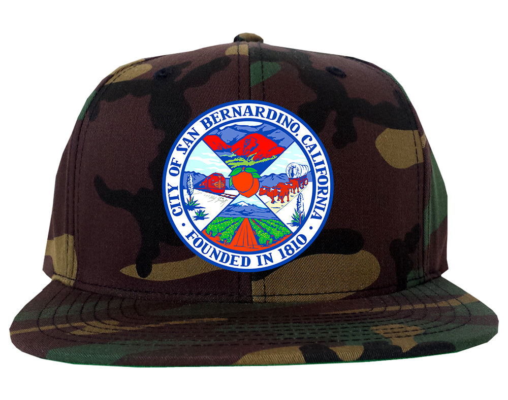 Seal Of San Bernardino California FLAG Mens Snapback Hat Camo