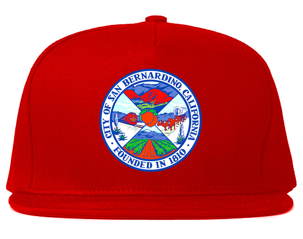 Seal Of San Bernardino California FLAG Mens Snapback Hat Red