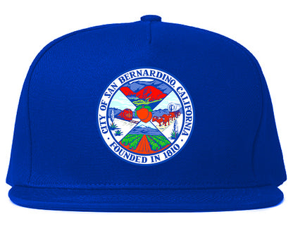 Seal Of San Bernardino California FLAG Mens Snapback Hat Royal Blue