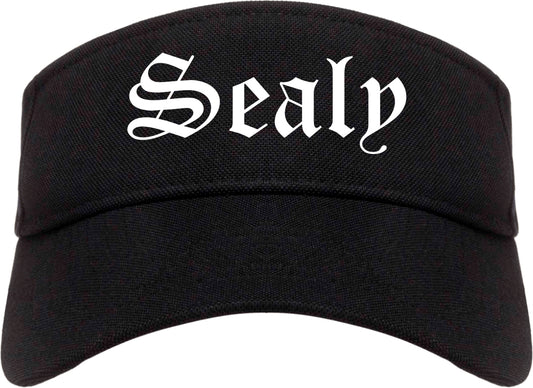 Sealy Texas TX Old English Mens Visor Cap Hat Black