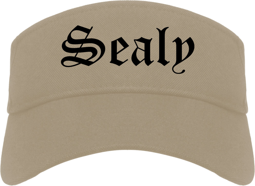 Sealy Texas TX Old English Mens Visor Cap Hat Khaki