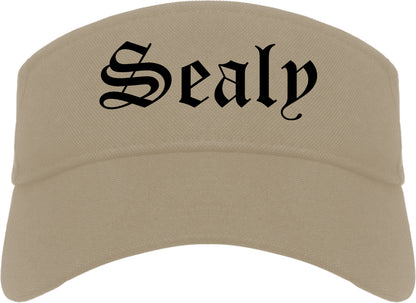 Sealy Texas TX Old English Mens Visor Cap Hat Khaki