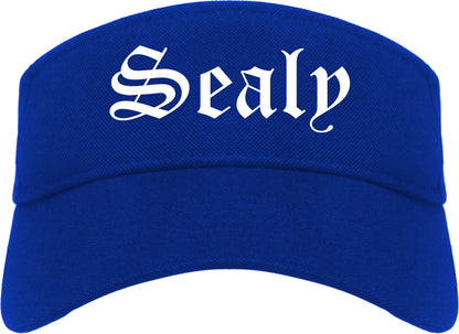 Sealy Texas TX Old English Mens Visor Cap Hat Royal Blue